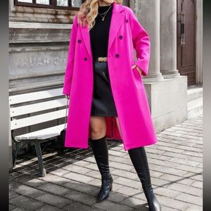 Plus size lapel collar double breasted overcoat jacket